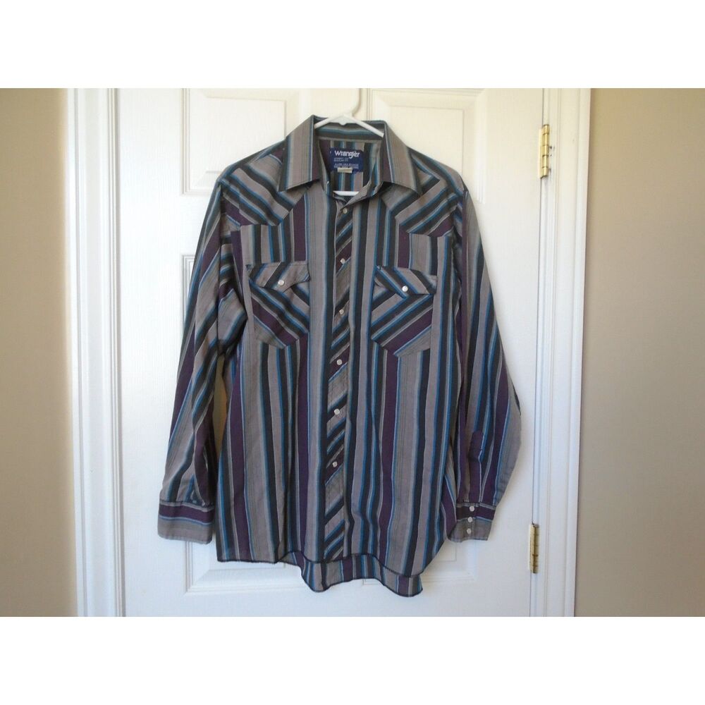 Wrangler cowboy cut regular fit X-long tail western shirt size 16 1/2 X 35